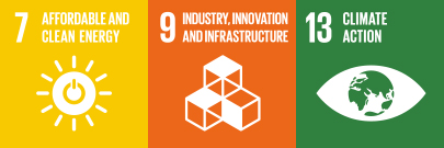 7. AFFORDABLE AND CLEAN ENERGY, 9. INDUSTRY, INNOVATION AND INFRASTRUCTURE, 13. CLIMATE ACTION